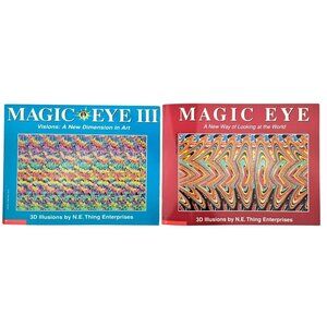 Vintage Magic Eye 3D Illusion Books Lot Of 2 Scholastic Optical Softcover 1 & 3